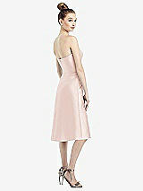 Rear View Thumbnail - Blush Strapless Notch Satin Cocktail Dress with Pockets
