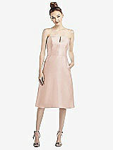 Front View Thumbnail - Cameo Strapless Notch Satin Cocktail Dress with Pockets