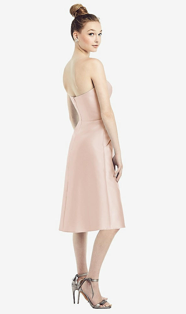 Back View - Cameo Strapless Notch Satin Cocktail Dress with Pockets