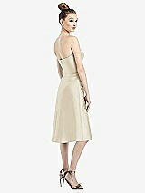 Rear View Thumbnail - Champagne Strapless Notch Satin Cocktail Dress with Pockets