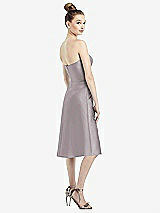 Rear View Thumbnail - Cashmere Gray Strapless Notch Satin Cocktail Dress with Pockets
