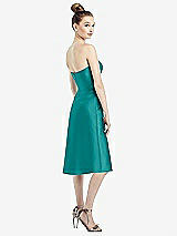 Rear View Thumbnail - Jade Strapless Notch Satin Cocktail Dress with Pockets