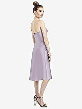 Rear View Thumbnail - Lilac Haze Strapless Notch Satin Cocktail Dress with Pockets
