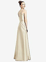Rear View Thumbnail - Champagne Draped Wrap Satin Maxi Dress with Pockets