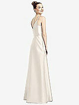 Rear View Thumbnail - Ivory Draped Wrap Satin Maxi Dress with Pockets