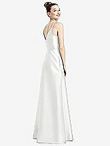 Rear View Thumbnail - White Draped Wrap Satin Maxi Dress with Pockets