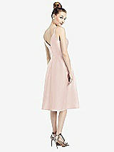 Rear View Thumbnail - Blush Draped Faux Wrap Cocktail Dress with Pockets