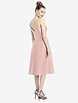 Rear View Thumbnail - Rose Draped Faux Wrap Cocktail Dress with Pockets
