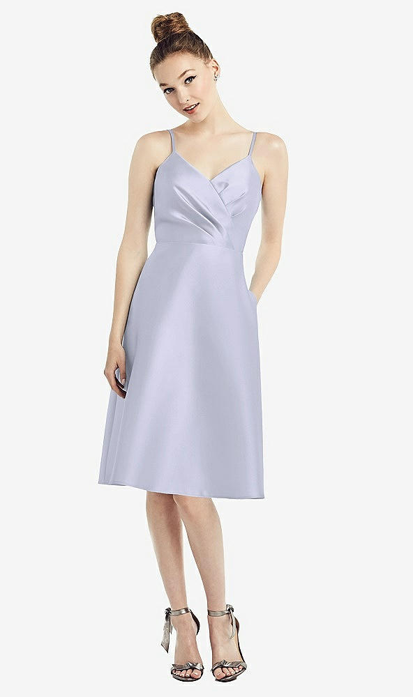 Front View - Silver Dove Draped Faux Wrap Cocktail Dress with Pockets
