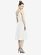 Rear View Thumbnail - White Draped Faux Wrap Cocktail Dress with Pockets