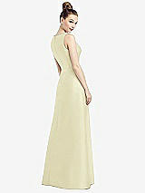 Rear View Thumbnail - Butter Yellow Sleeveless V-Neck Satin Dress with Pockets