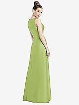 Rear View Thumbnail - Mojito Sleeveless V-Neck Satin Dress with Pockets