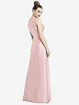 Rear View Thumbnail - Ballet Pink Sleeveless V-Neck Satin Dress with Pockets
