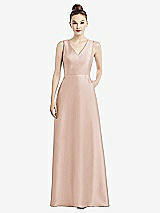 Front View Thumbnail - Cameo Sleeveless V-Neck Satin Dress with Pockets