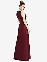 Rear View Thumbnail - Cabernet Sleeveless V-Neck Satin Dress with Pockets