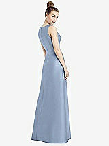 Rear View Thumbnail - Cloudy Sleeveless V-Neck Satin Dress with Pockets