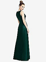 Rear View Thumbnail - Evergreen Sleeveless V-Neck Satin Dress with Pockets