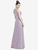 Rear View Thumbnail - Lilac Haze Sleeveless V-Neck Satin Dress with Pockets