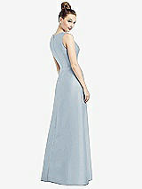 Rear View Thumbnail - Mist Sleeveless V-Neck Satin Dress with Pockets