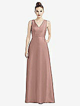 Front View Thumbnail - Neu Nude Sleeveless V-Neck Satin Dress with Pockets