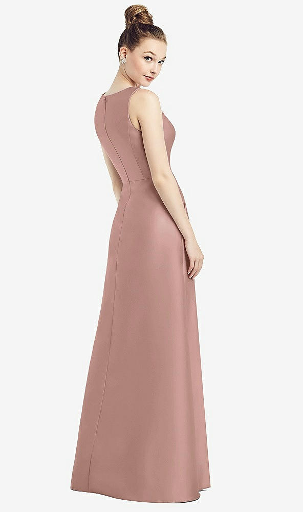 Back View - Neu Nude Sleeveless V-Neck Satin Dress with Pockets