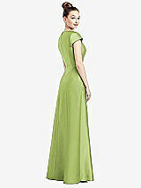 Rear View Thumbnail - Mojito Cap Sleeve V-Neck Satin Gown with Pockets