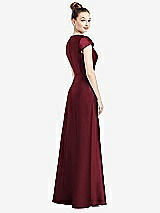 Rear View Thumbnail - Cabernet Cap Sleeve V-Neck Satin Gown with Pockets