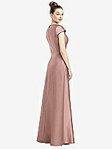 Rear View Thumbnail - Neu Nude Cap Sleeve V-Neck Satin Gown with Pockets