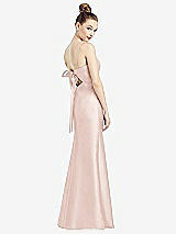 Front View Thumbnail - Blush Open-Back Bow Tie Satin Trumpet Gown