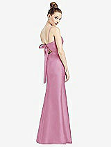 Front View Thumbnail - Powder Pink Open-Back Bow Tie Satin Trumpet Gown