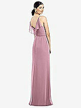Front View Thumbnail - Dusty Pink Ruffled Back Chiffon Dress with Jeweled Sash