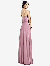 Rear View Thumbnail - Dusty Pink Spaghetti Strap Chiffon Maxi Dress with Jeweled Sash