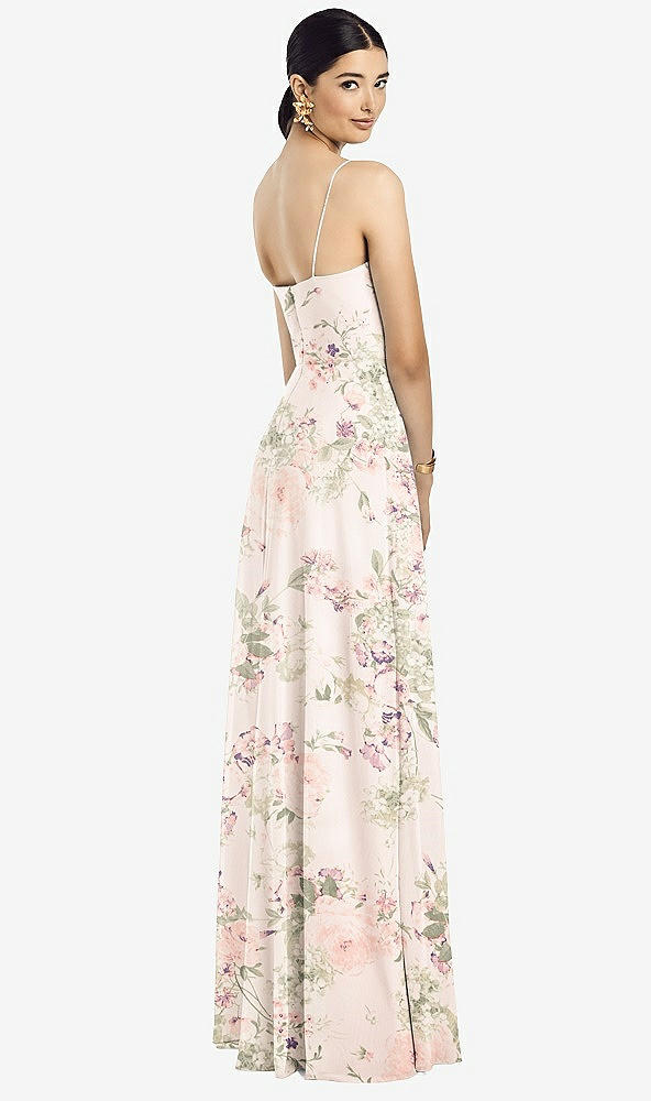 Back View - Blush Garden Spaghetti Strap Chiffon Maxi Dress with Jeweled Sash