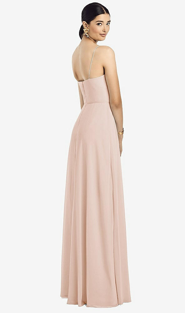 Back View - Cameo Spaghetti Strap Chiffon Maxi Dress with Jeweled Sash