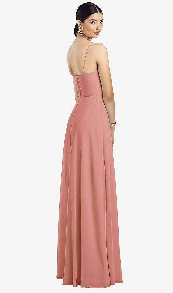 Back View - Desert Rose Spaghetti Strap Chiffon Maxi Dress with Jeweled Sash