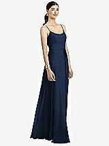 Alt View 1 Thumbnail - Midnight Navy Spaghetti Strap Chiffon Maxi Dress with Jeweled Sash