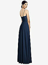 Rear View Thumbnail - Midnight Navy Spaghetti Strap Chiffon Maxi Dress with Jeweled Sash