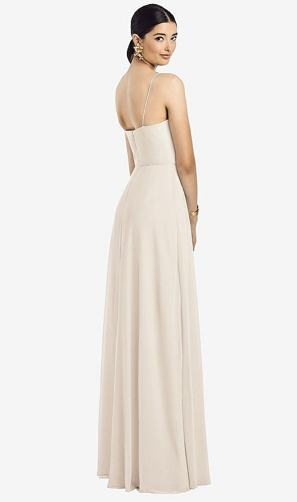 Back View - Oat Spaghetti Strap Chiffon Maxi Dress with Jeweled Sash