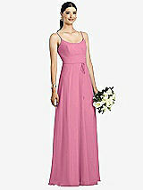 Front View Thumbnail - Orchid Pink Spaghetti Strap Chiffon Maxi Dress with Jeweled Sash