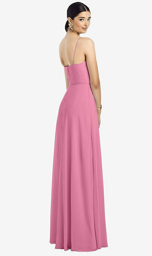 Back View - Orchid Pink Spaghetti Strap Chiffon Maxi Dress with Jeweled Sash