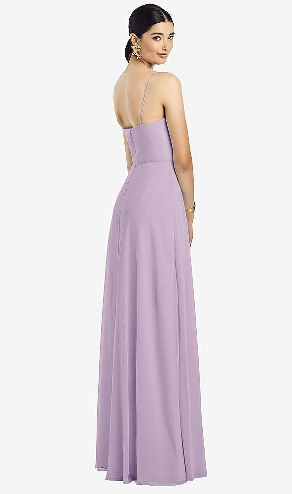 Back View - Pale Purple Spaghetti Strap Chiffon Maxi Dress with Jeweled Sash