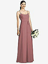 Front View Thumbnail - Rosewood Spaghetti Strap Chiffon Maxi Dress with Jeweled Sash