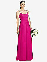 Front View Thumbnail - Think Pink Spaghetti Strap Chiffon Maxi Dress with Jeweled Sash
