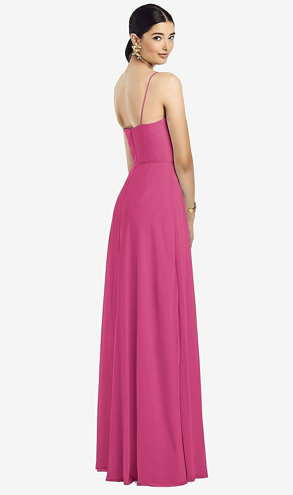 Back View - Tea Rose Spaghetti Strap Chiffon Maxi Dress with Jeweled Sash