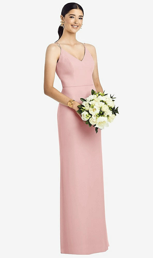 Back View - Rose Draped Blouson Back Chiffon Maxi Dress