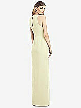 Rear View Thumbnail - Butter Yellow Sleeveless Chiffon Dress with Draped Front Slit
