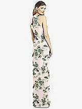 Rear View Thumbnail - Palm Beach Print Sleeveless Chiffon Dress with Draped Front Slit