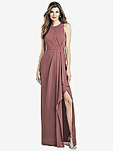 Alt View 1 Thumbnail - Rosewood Sleeveless Chiffon Dress with Draped Front Slit
