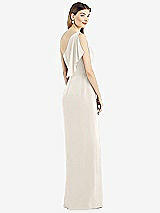 Rear View Thumbnail - Ivory One-Shoulder Chiffon Dress with Draped Front Slit