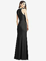 Rear View Thumbnail - Black V-Neck Keyhole Back Crepe Trumpet Gown
